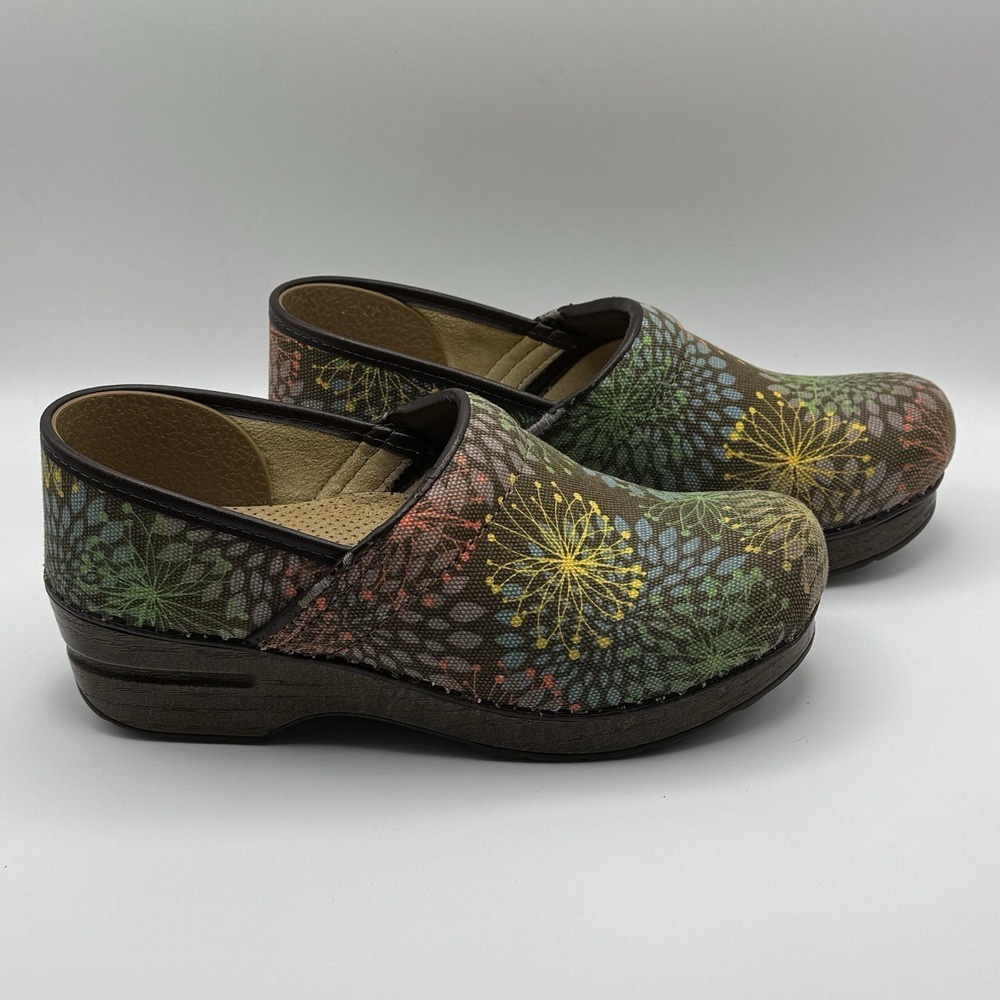 Floral Vegan Professional Clogs Dansko Slip On Brown Multicolor EU‎ 38 Nurse